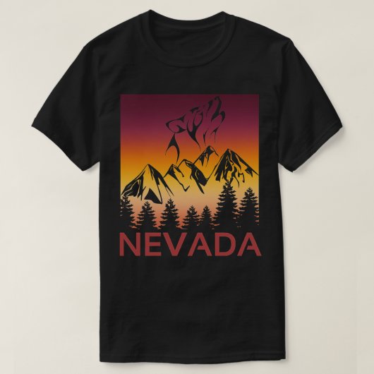 T-shirt Neveda Sunset Wolf Howling at the Moon Trees and M (Design devant)
