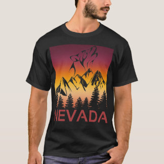 T-shirt Neveda Sunset Wolf Howling at the Moon Trees and M
