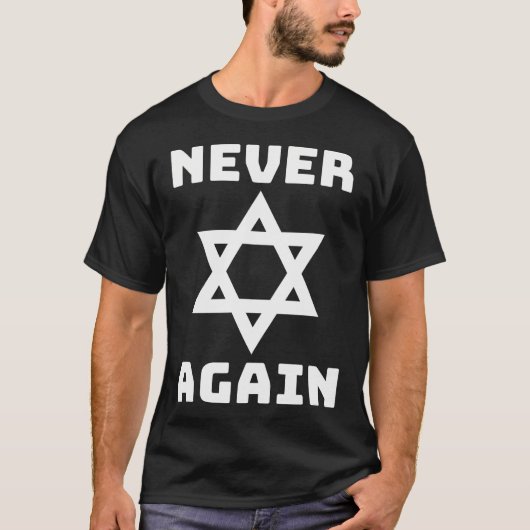 T-shirt Never Again Jewish Hebrew Maccabim Israel Peace Ha (Devant)