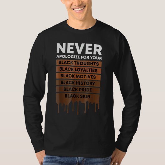 T-shirt Never Apologize Black History Month BLM Melanin Pr (Devant)