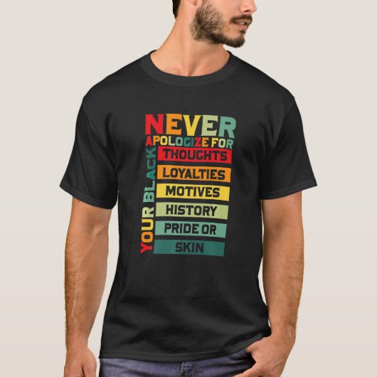 T-shirt Never Apologize Black History Month BLM Melanin Pr (Devant)