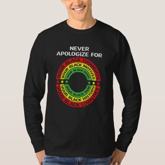 T-shirt Never Apologize Black History Month BLM Melanin Pr (Devant)