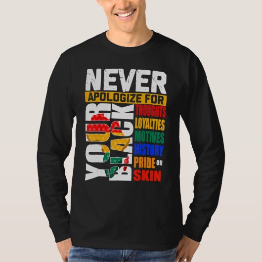 T-shirt Never Apologize For Your Blackness Black History M (Devant)