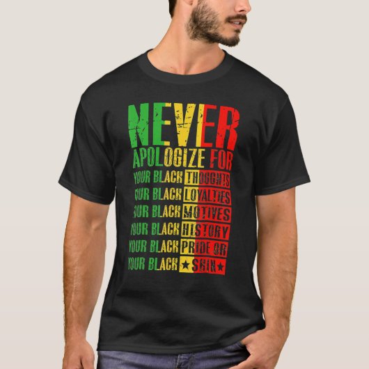 T-shirt Never Apologize For Your Blackness Black History P (Devant)