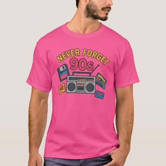 T-shirt Never Forget 90s Retro Gift Cassette Floppy friend (Devant)