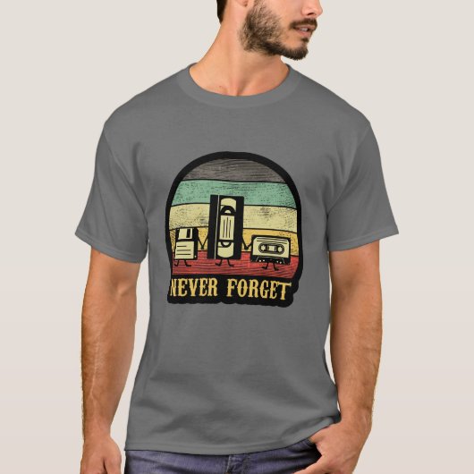 T-shirt Never Forget 90s Sticker vintage (Devant)