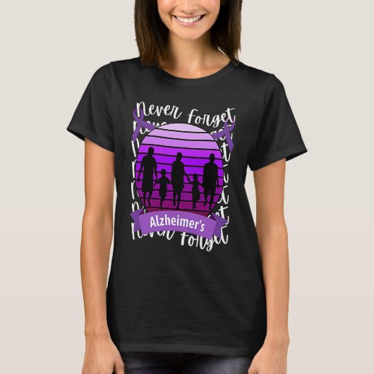 T-shirt Never Forget Alzheimer's Awareness Retro Purple Fa (Devant)
