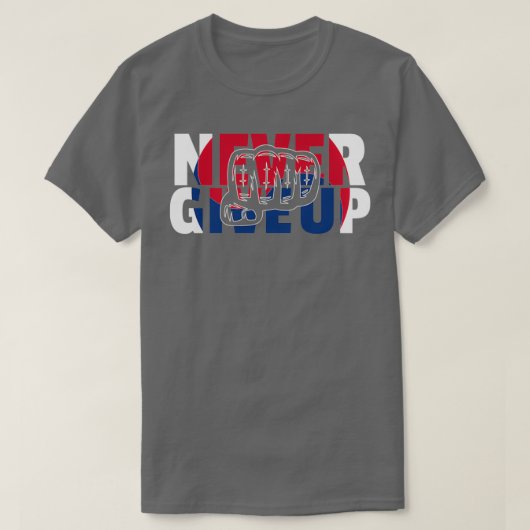T-shirt Never Give Up Korean Flag Fist Tang Soo Do Taekwon (Design devant)