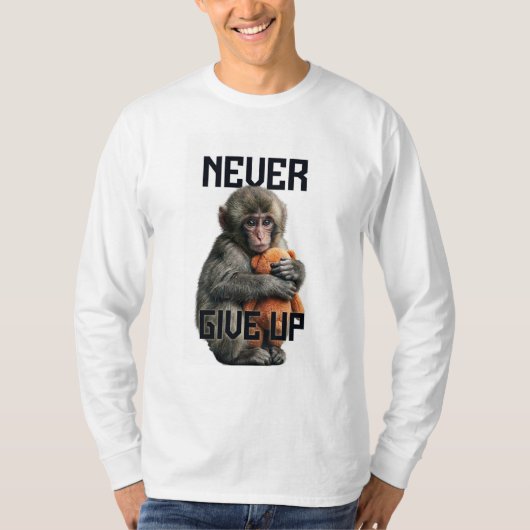 T-shirt Never Give Up - Resilient Baby Monkey with Teddy B (Devant)