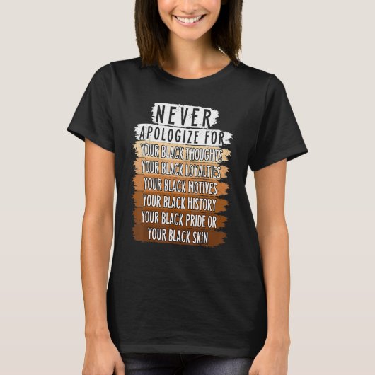 T-shirt Never Retro Apologize BLM Black History Month Mela (Devant)