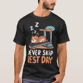 T-shirt Never Skip Rest Day Funny Bodybuilding Cat Workout (Devant)