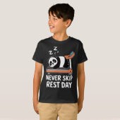 T-shirt Never Skip Rest Day Funny Bodybuilding Panda Worko (Devant entier)