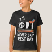 T-shirt Never Skip Rest Day Funny Bodybuilding Panda Worko (Devant)