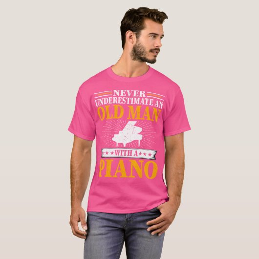T-shirt Never Underestimate An Old Man With A Piano - Men' (Devant entier)