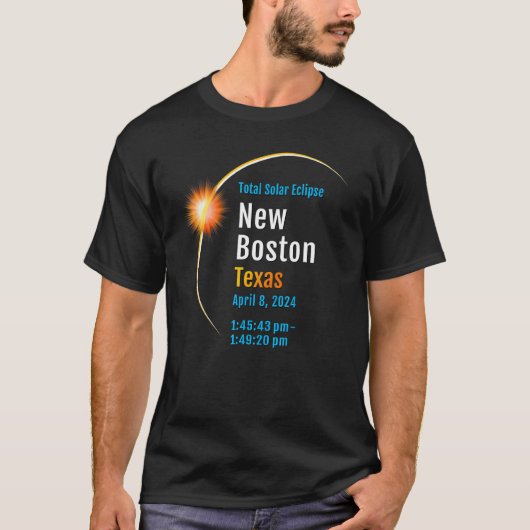 T-shirt New Boston Texas Tx Total Solar Eclipse 2024 1 (Devant)