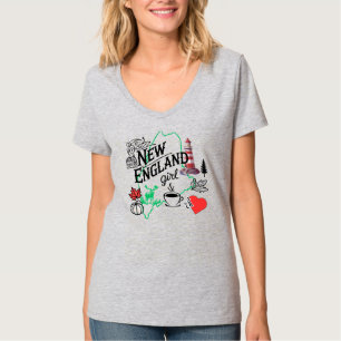 T-shirt New England Girl at Heart - Maine Design