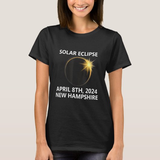 T-shirt New Hampshire Avril 2024 Total Solar Eclipse Town (Devant)