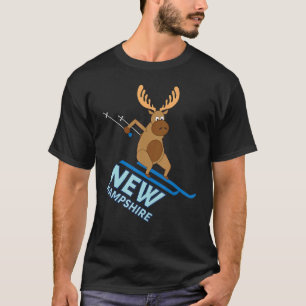 T-shirt New Hampshire NH Skiing Moose Winter