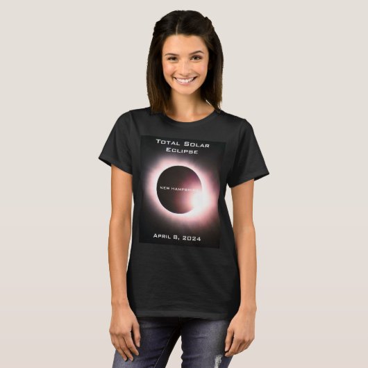 T-shirt NEW HAMPSHIRE Total éclipse solaire 8 avril 2024 (Devant entier)