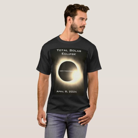 T-shirt NEW HAMPSHIRE Total éclipse solaire 8 avril 2024 (Devant entier)