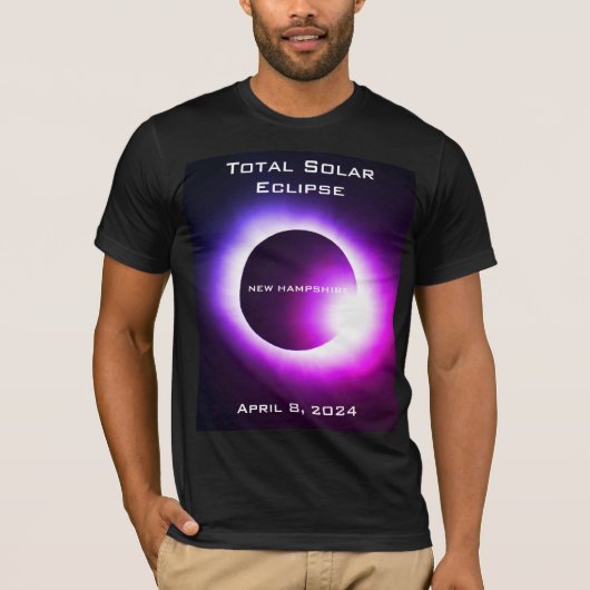 T-shirt NEW HAMPSHIRE Total éclipse solaire 8 avril 2024 (Devant)