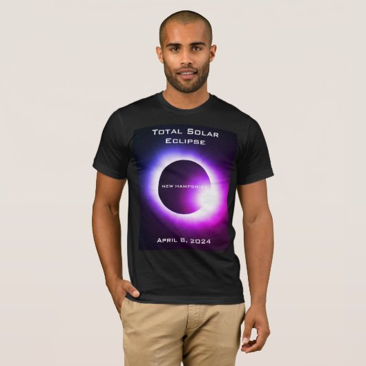 T-shirt NEW HAMPSHIRE Total éclipse solaire 8 avril 2024 (Devant entier)