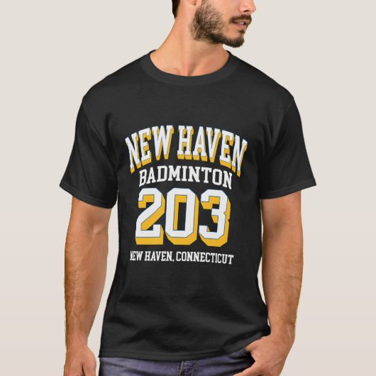 T-shirt New Haven Area Code 203 Pour Les Joueurs De Badmin (Devant)