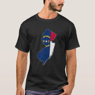 T-shirt NEW JERSEY STADE MAP NORTH CAROLINA NC Flag Roots