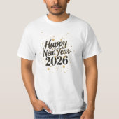 T-shirt New Year 2026 Gold Glitter Script Celebration (Devant)