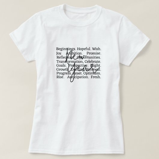 T-shirt New Year Words, New Years Shirt, Happy New Year (Design devant)