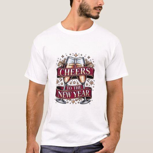 T-shirt New Year's Champagne T-Shirt, Premium Ornate Toast (Devant)