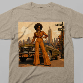T-shirt New York 70s Rétro Femme Noire NYC