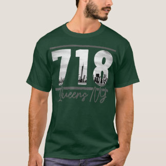 T-shirt New York City 718 Indicatif régional Skyline Queen