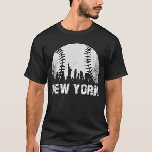 T-shirt New York City Skyline Baseball Lover funny (Devant)