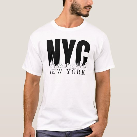 T-shirt New York City Skyline Style rétro (Devant)