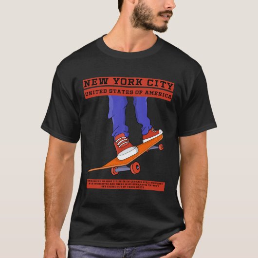 T-shirt New York City, USA Cool Skateboard (Devant)