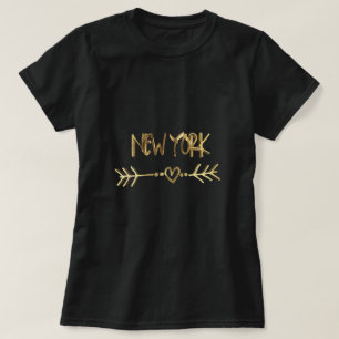 T-shirt New York Gold Look Typographie USA City Elegant