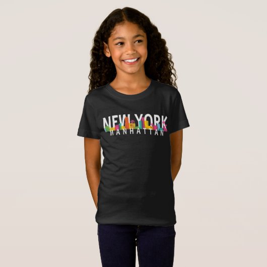 T-Shirt New York Manhattan skyline avec palmiers (Devant entier)