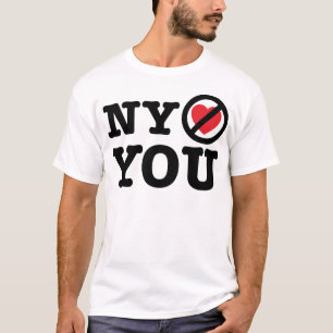 T-shirt New York ne vous aime pas parodie ny d'amour d'I