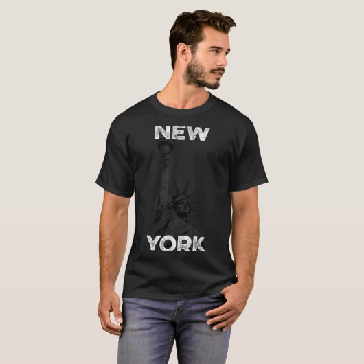 T-shirt New York Statue Of Liberty Halftone Effect (Devant entier)