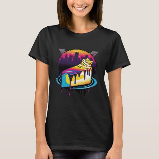 T-shirt New York Style Cheesecake Synthwave 80s Retrowave (Devant)
