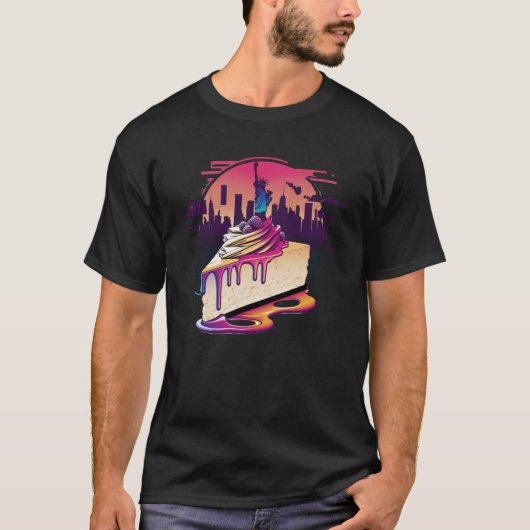T-shirt New York Style Cheesecake Synthwave 80s Rétrowave (Devant)