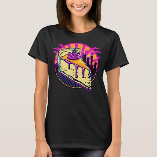 T-shirt New York Style Cheesecake Synthwave 80s Rétrowave (Devant)