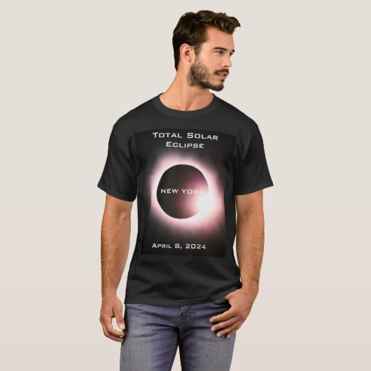 T-shirt NEW YORK Total éclipse solaire 8 avril 2024 (Devant entier)