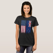 T-shirt New Zealand New Zealand American Flags Proud USA (Devant entier)