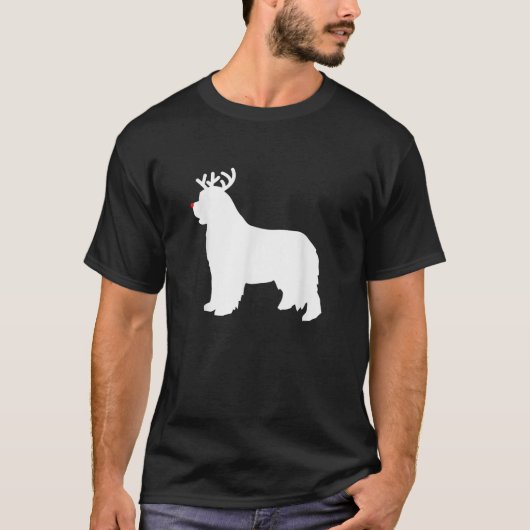 T-shirt Newfoundland Reindeer Christmas Dog  (Devant)