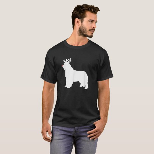 T-shirt Newfoundland Reindeer Christmas Dog  (Devant entier)