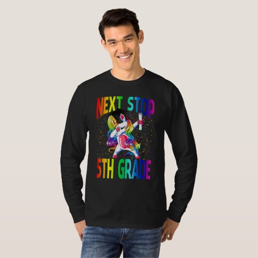 T-shirt Next Stop 5th Grade Graduation Unicorn (Devant entier)