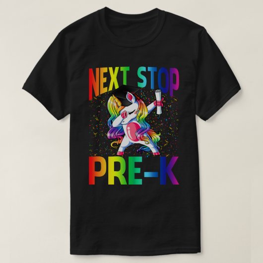 T-shirt Next Stop Pre-K Graduation Unicorn (Design devant)
