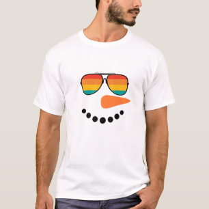 T-shirt Nez De Carottes Face Snowman Avec Lunettes Vintage